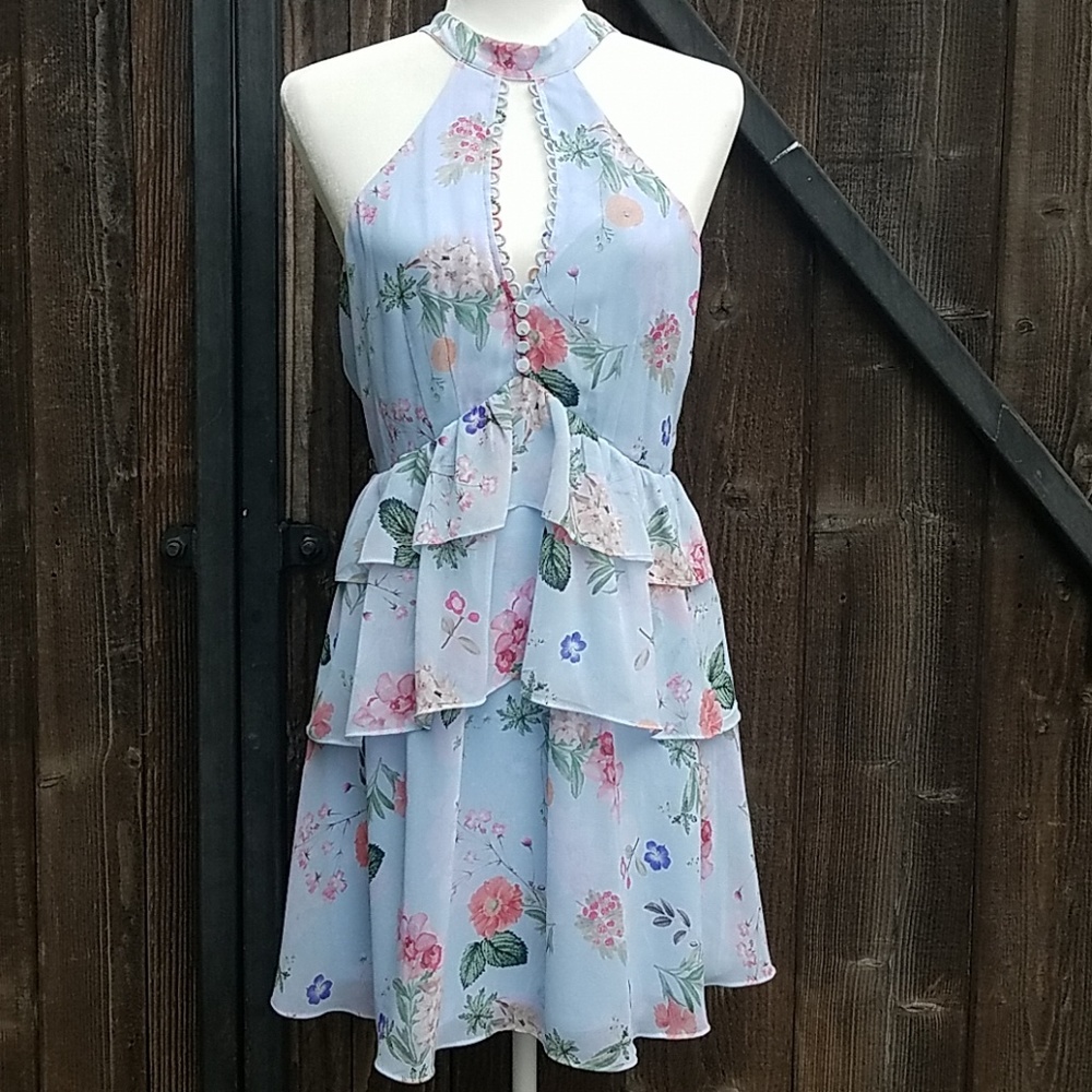 Express Floral Ruffled Halter Dress Size 2